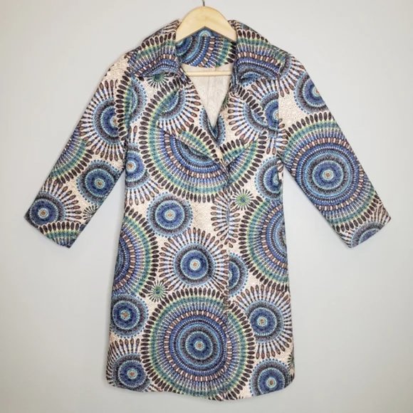 Mandala Multicolored Peacoat Intricate Colorful Eyelet Lace Fully Lined Size XS* - Picture 1 of 7
